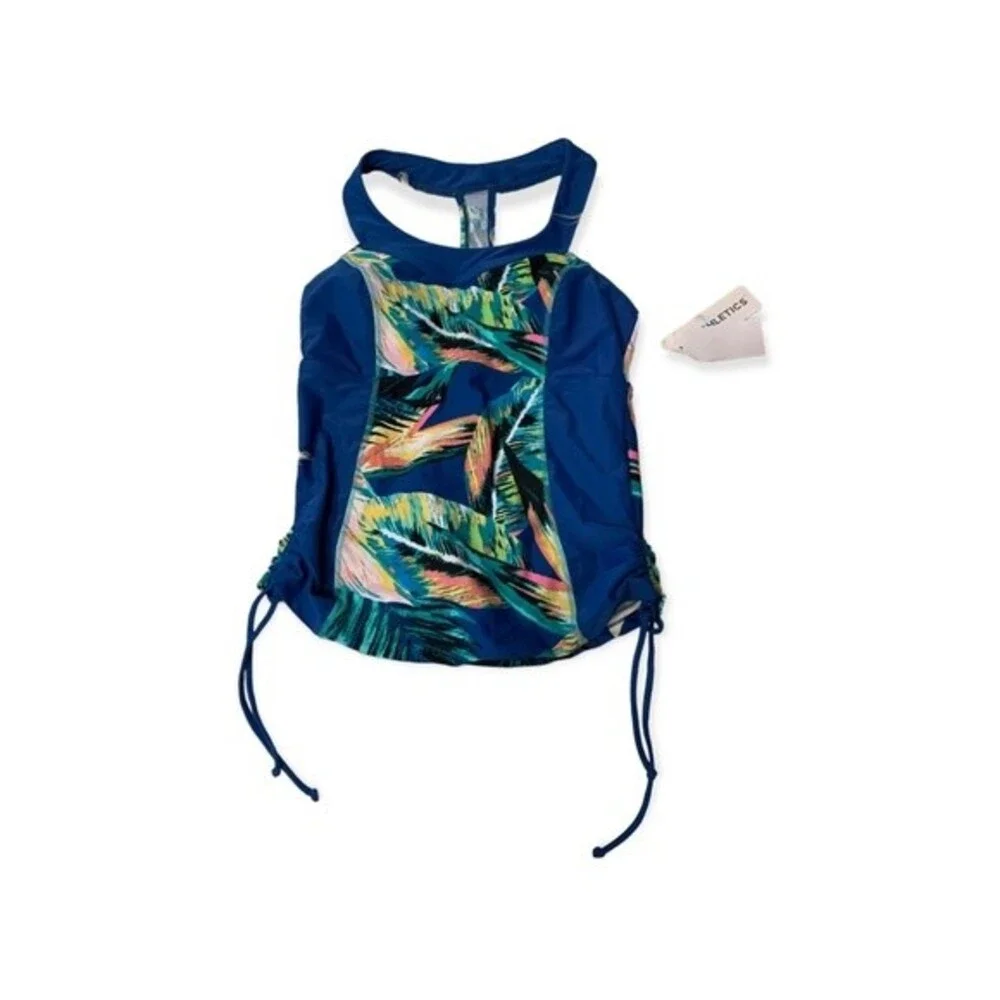 NWT Splashletics Tankini Top Swim Blue Ruched S‎